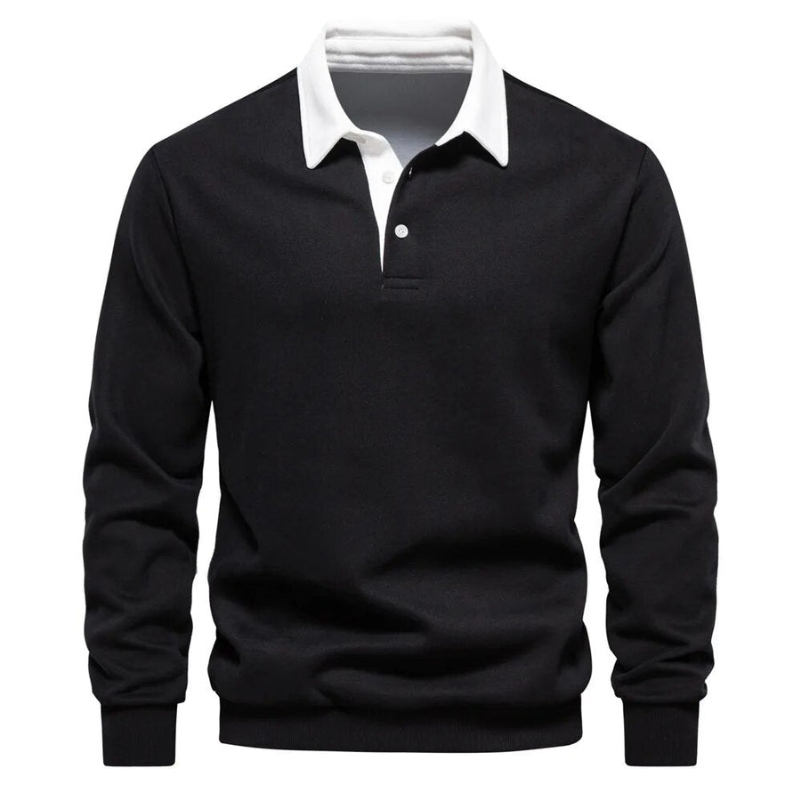 Klassischer Herren Langarm-Kragenpullover für den Herbst. Komfortabel und elegant für Büro, Freizeit & Alltag.