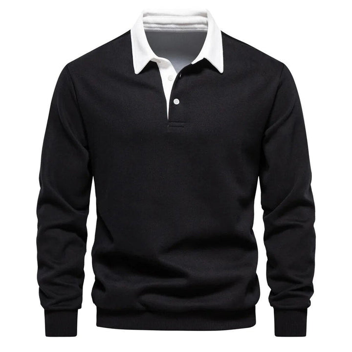 Klassischer Herren Langarm-Kragenpullover für den Herbst. Komfortabel und elegant für Büro, Freizeit & Alltag.