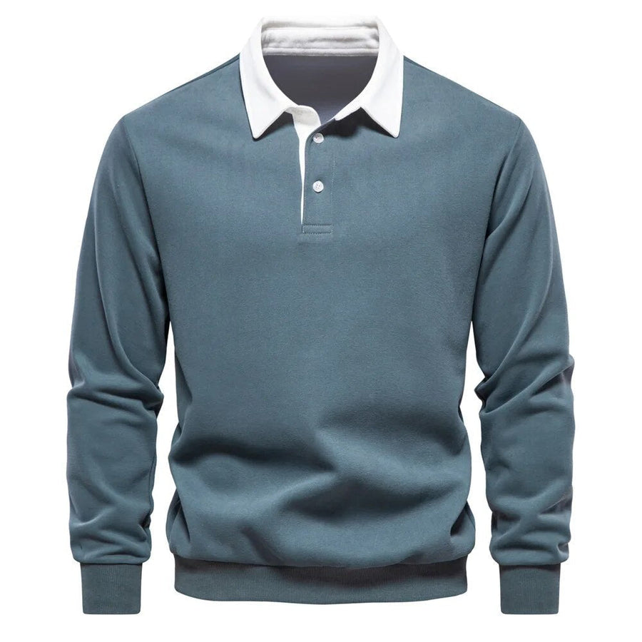 Moderner Herren Kragenpullover mit Polokragen. Langarm-Strick für Business Casual, Büro & stilvollen Alltag.