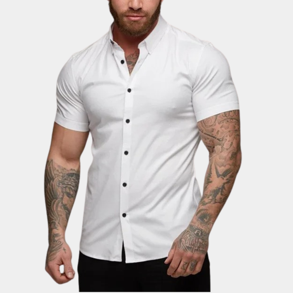 Rotes Herren Kurzarm Freizeithemd, stilvoll & bequem. Casual Männermode für den Alltag mit leichtem Tragekomfort.
