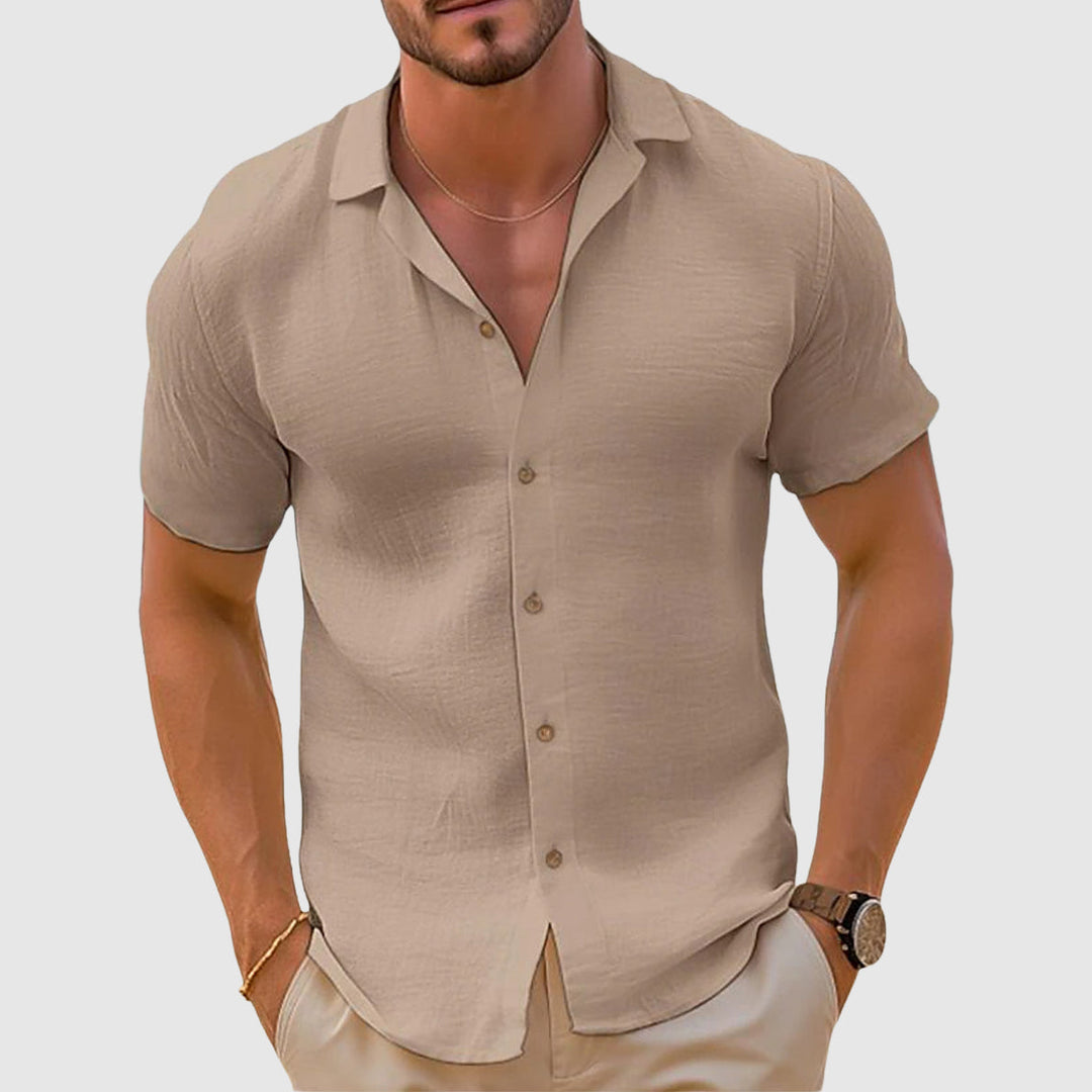 Herren Kurzarmhemd für Frühling & Sommer. Leichtes, atmungsaktives Freizeit-Oberteil mit Knopfleiste im Casual Stil.