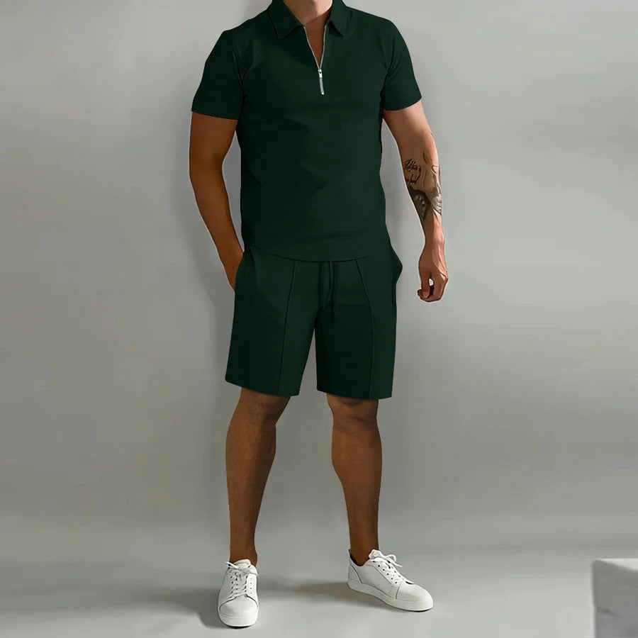 Herren lässiges Sommer Polo- & Short-Set. Stilvoller Zweiteiler für Freizeit, Strand & bequeme Outfits.