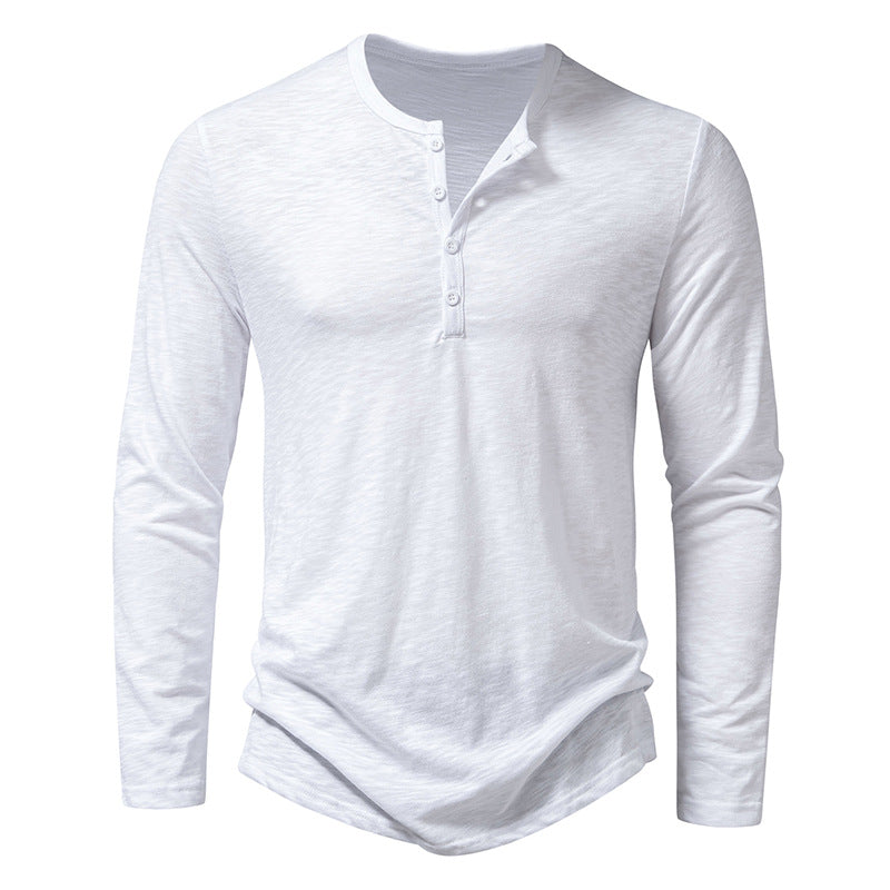 Hochwertiges Herren Henley-Shirt mit Langarm, klassischer Schnitt für Freizeit & Alltag. Langlebiges und komfortables Oberteil.