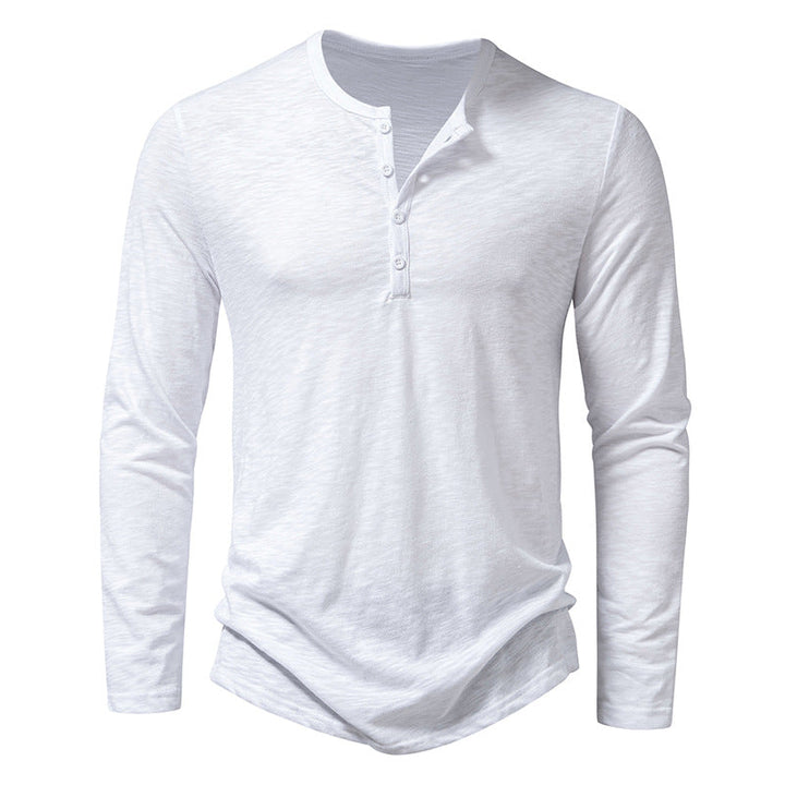 Hochwertiges Herren Henley-Shirt mit Langarm, klassischer Schnitt für Freizeit & Alltag. Langlebiges und komfortables Oberteil.
