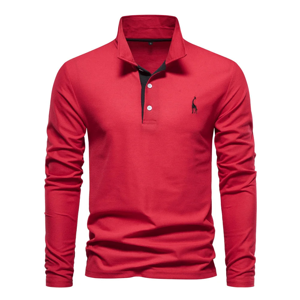 Herren-Langarm-Poloshirt in klassischem Stil, ideal für elegante Anlässe und Business Casual Herrenmode.
