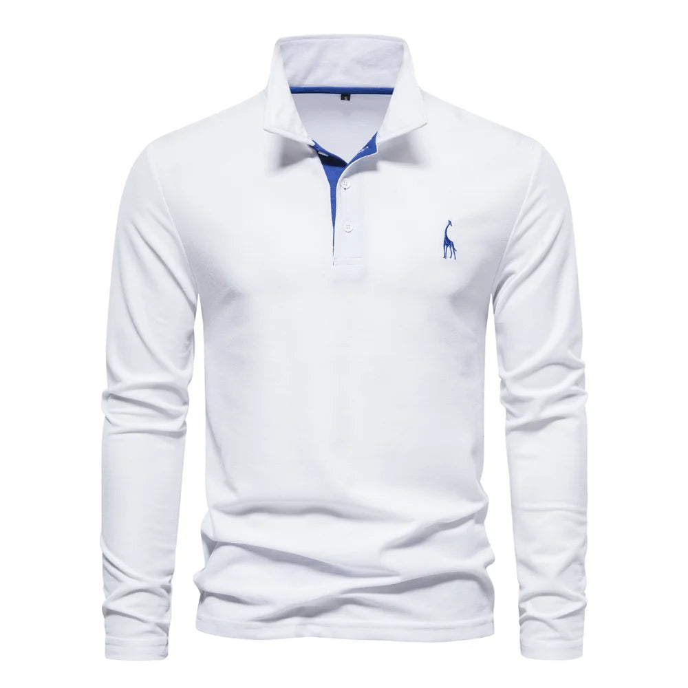 Bequemes Herren-Langarm-Poloshirt mit Knopfleiste, ein vielseitiges elegantes Oberteil für Freizeit und Business.