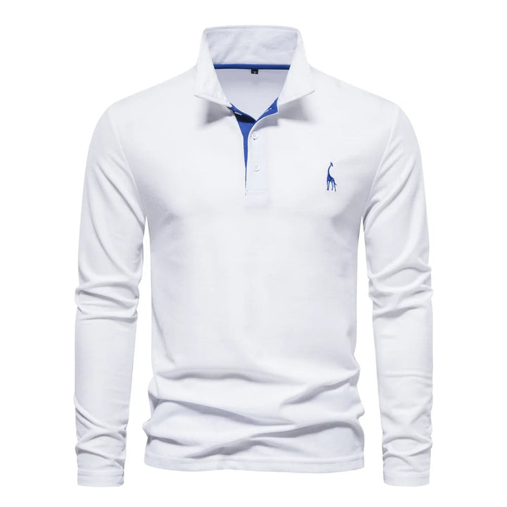 Bequemes Herren-Langarm-Poloshirt mit Knopfleiste, ein vielseitiges elegantes Oberteil für Freizeit und Business.