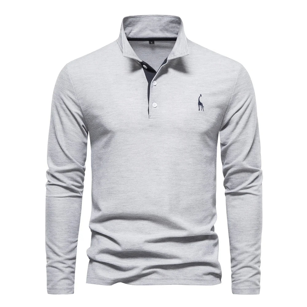Vielseitiges Langarm-Poloshirt für Herren, perfekt als elegantes Freizeit Hemd oder für Business-Casual-Outfits.