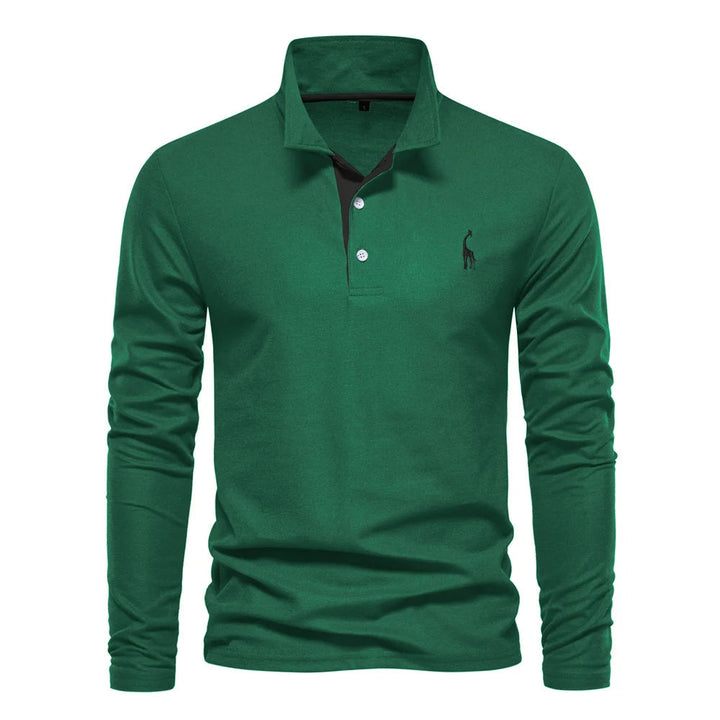Elegantes Herren-Langarm-Poloshirt, ideal für Business Casual Looks und stilvolle Freizeit. Klassische Herrenmode.