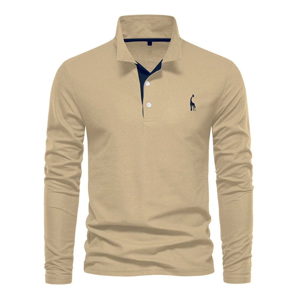 Schickes Herren-Langarm-Poloshirt, bequem und vielseitig. Perfektes Oberteil für Business Casual und Freizeit.