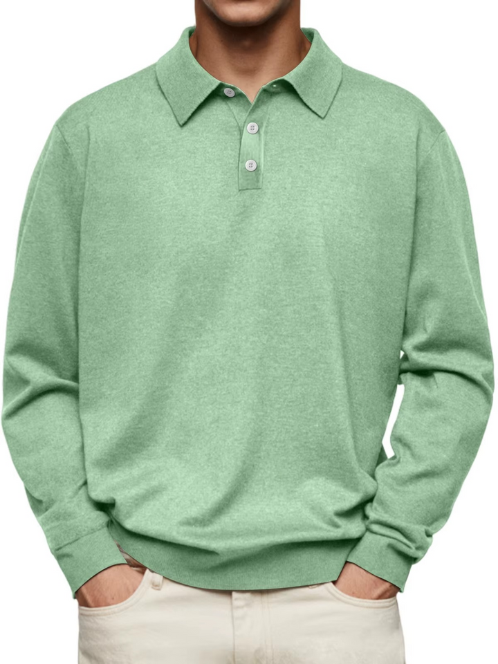 Hochwertiges Herren Basic Langarm-Poloshirt in regulärer Passform, perfekt für Smart-Casual-Looks im Winter.