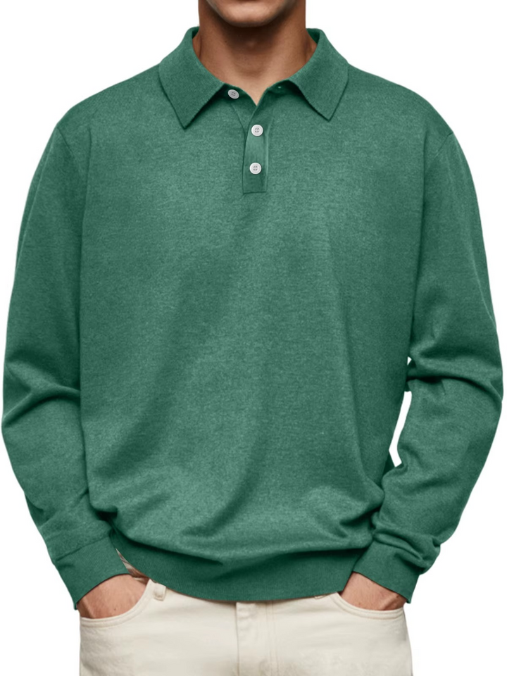 Bequemes Herren Langarm-Poloshirt mit klassischen Details, ideal für den Winter und Übergangszeiten.