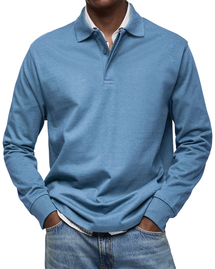 Herren Langarm Poloshirt mit Strukturkragen. Elegantes, vielseitiges Oberteil für Business & Freizeit.