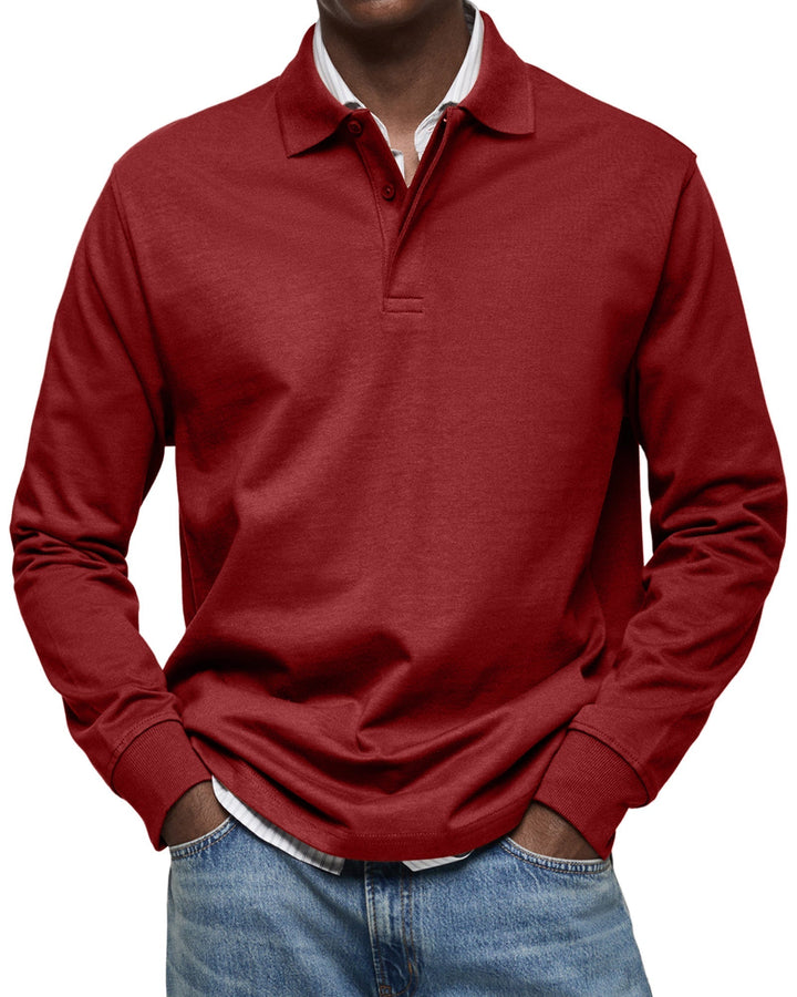 Must-have Herren Langarm Poloshirt. Zeitloses Basic mit Strukturkragen für elegante und legere Outfits.