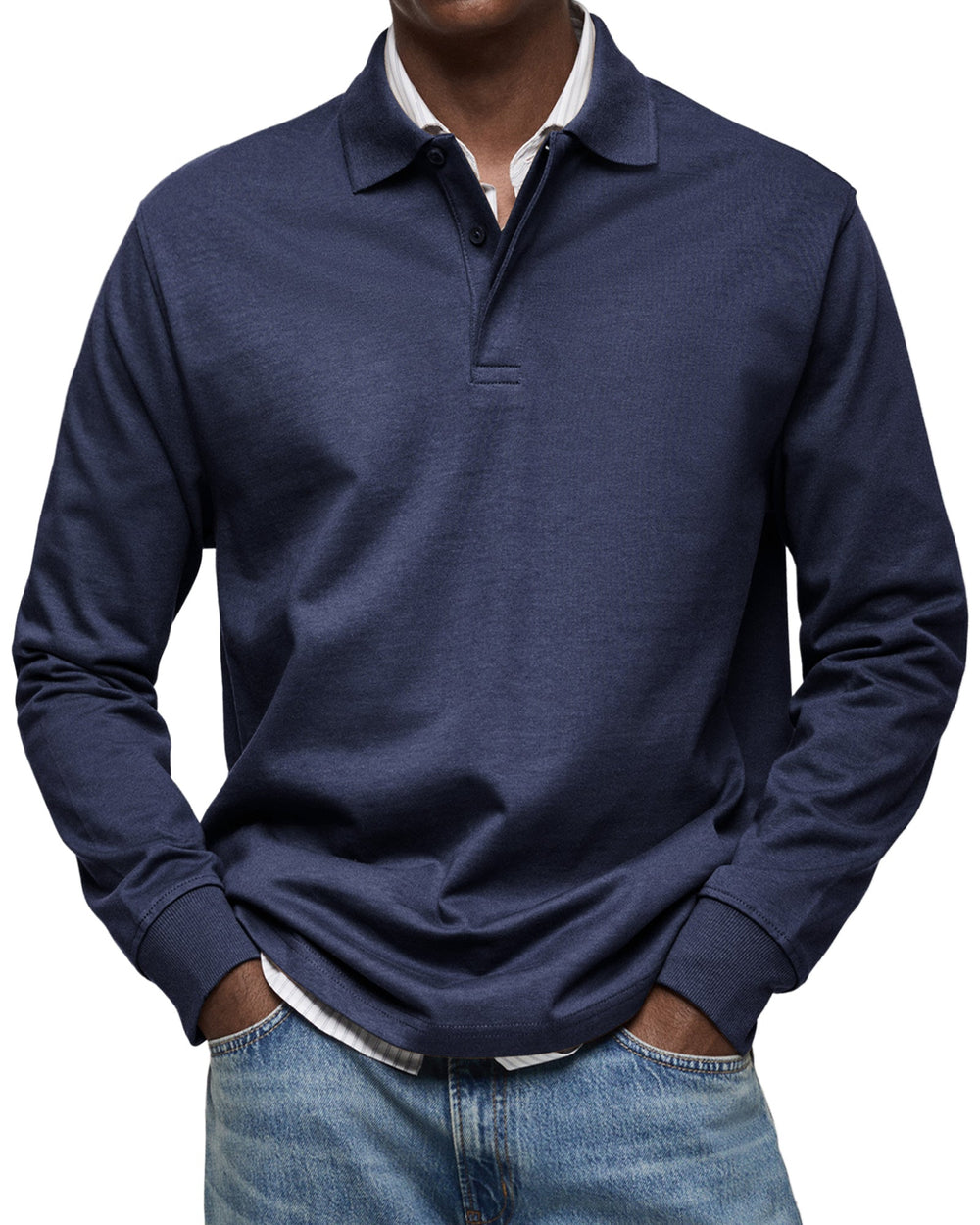 Bequemes Herren Langarm Poloshirt für Herbst & Frühling. Klassischer Schnitt, optimal für lässige Eleganz.