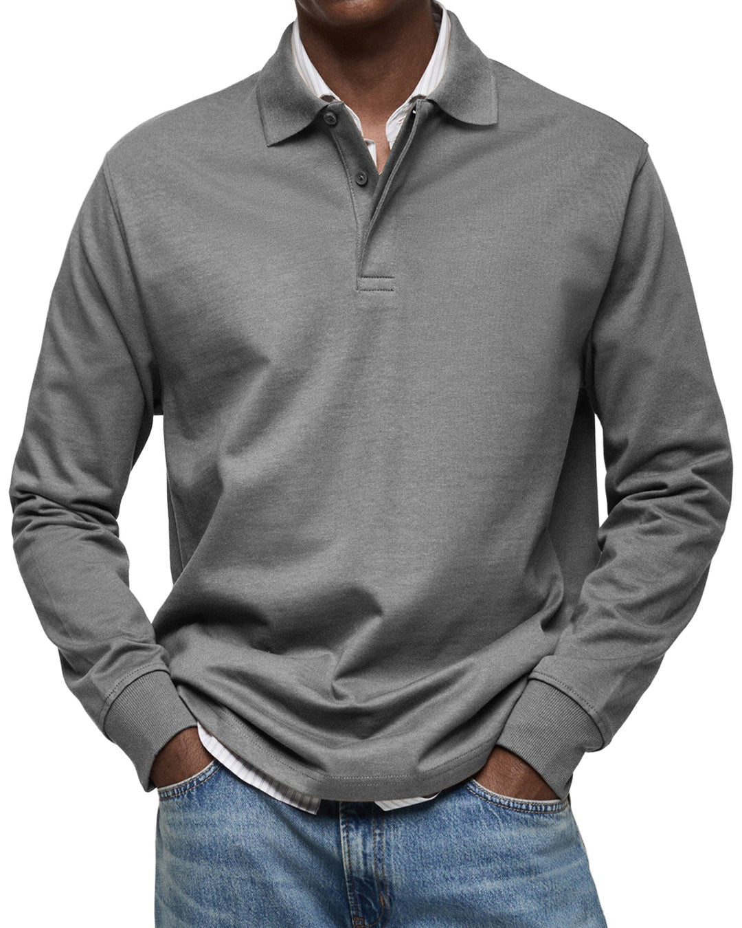 Vielseitiges Herren Langarm Poloshirt, ideal für Business, Casual & Smart Casual Looks im Herbst/Frühling.