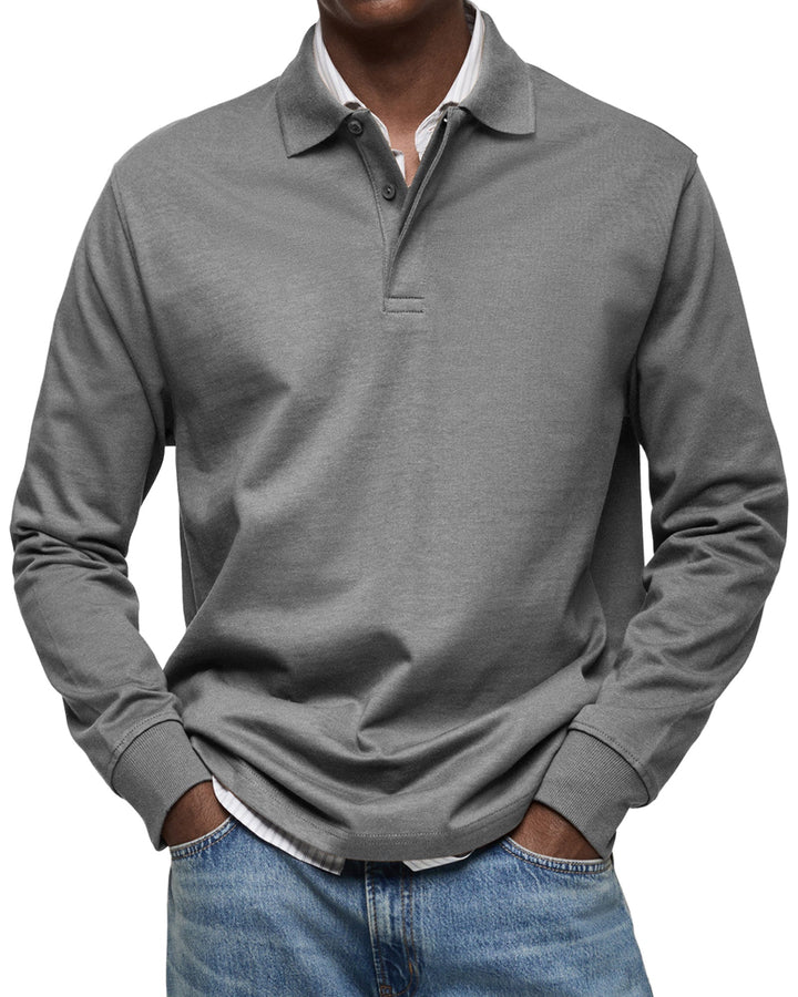 Vielseitiges Herren Langarm Poloshirt, ideal für Business, Casual & Smart Casual Looks im Herbst/Frühling.