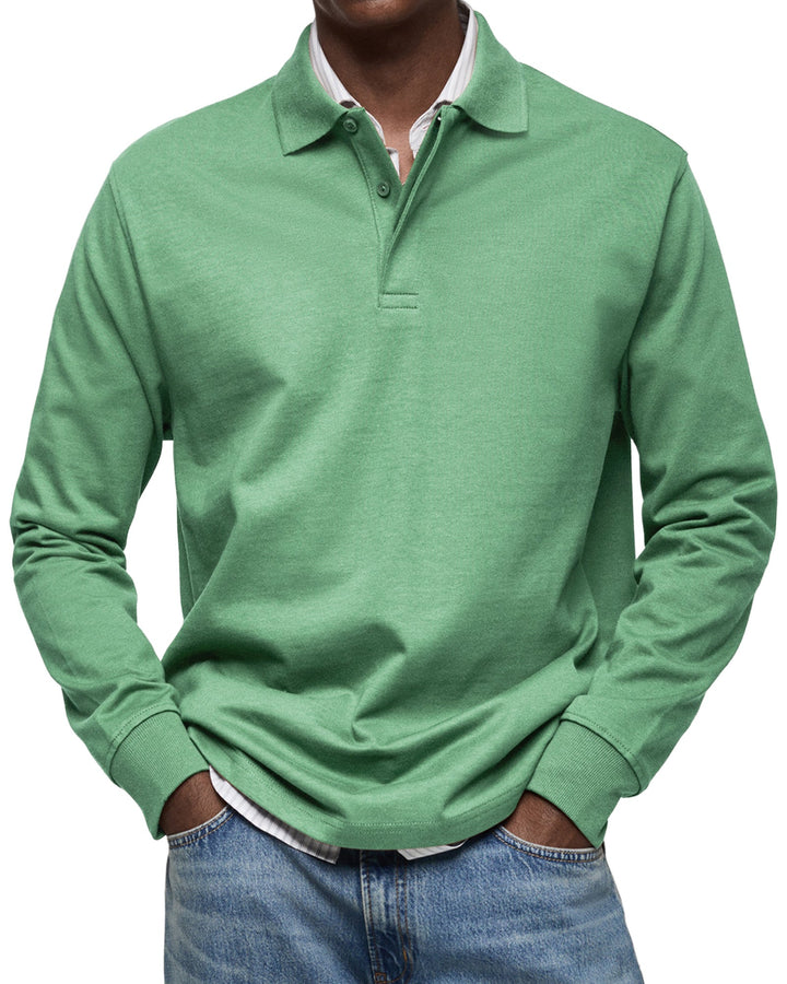 Warmes Herren Langarm Poloshirt für Herbsttage. Elegant, bequem und ein zeitloses Basic für Männer.