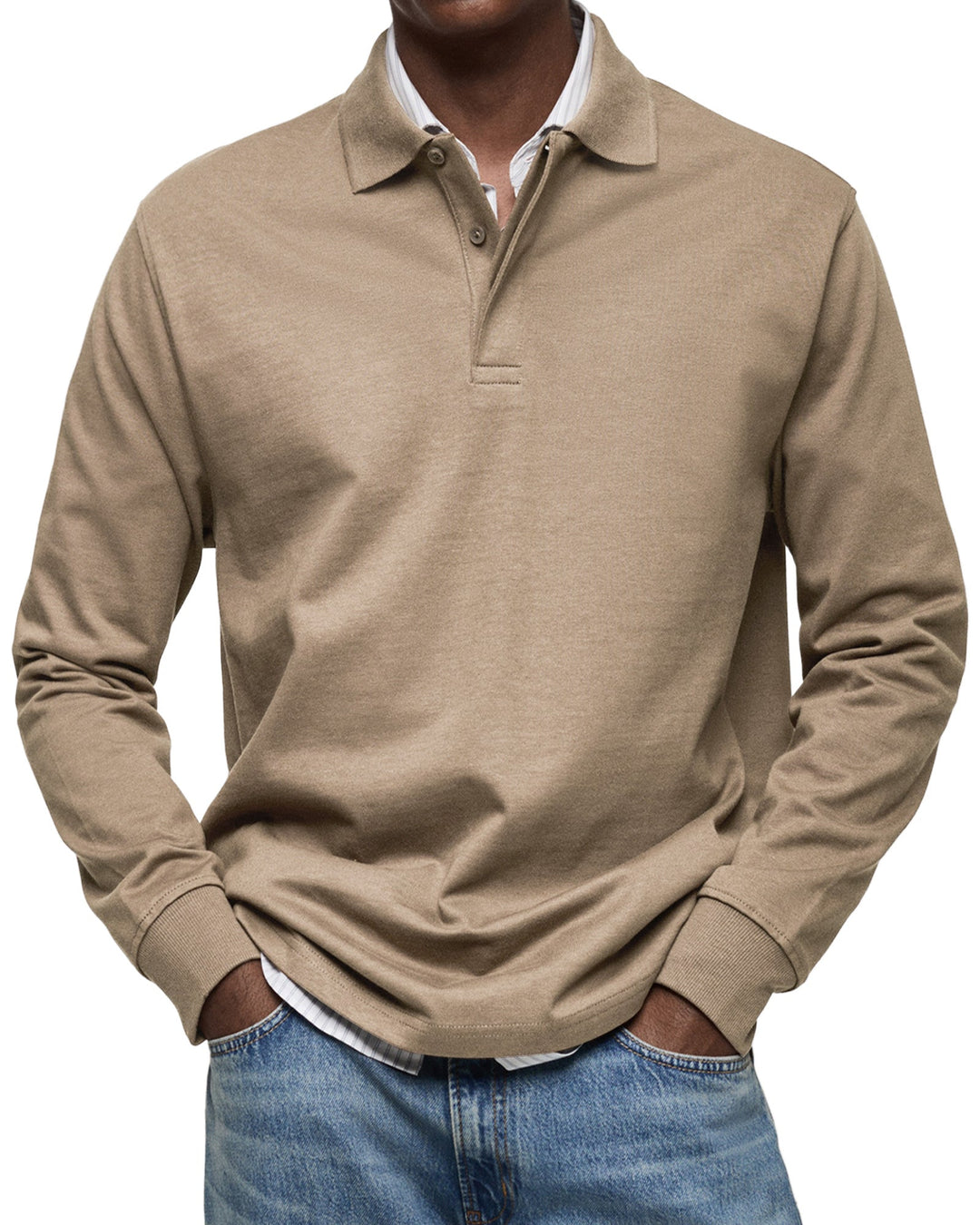 Elegantes Herren Langarm Poloshirt. Komfortables Oberteil für anspruchsvolle Männer Mode.