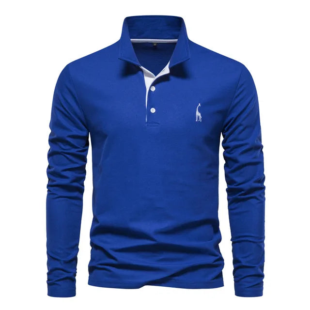 Herren Langarm-Poloshirt, unifarben, elegant & komfortabel für Freizeit oder Business Casual.