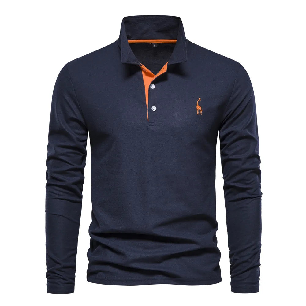 Vielseitiges Herren Langarm-Polohemd für Business Casual & Freizeit, ganzjährig tragbar, elegant.