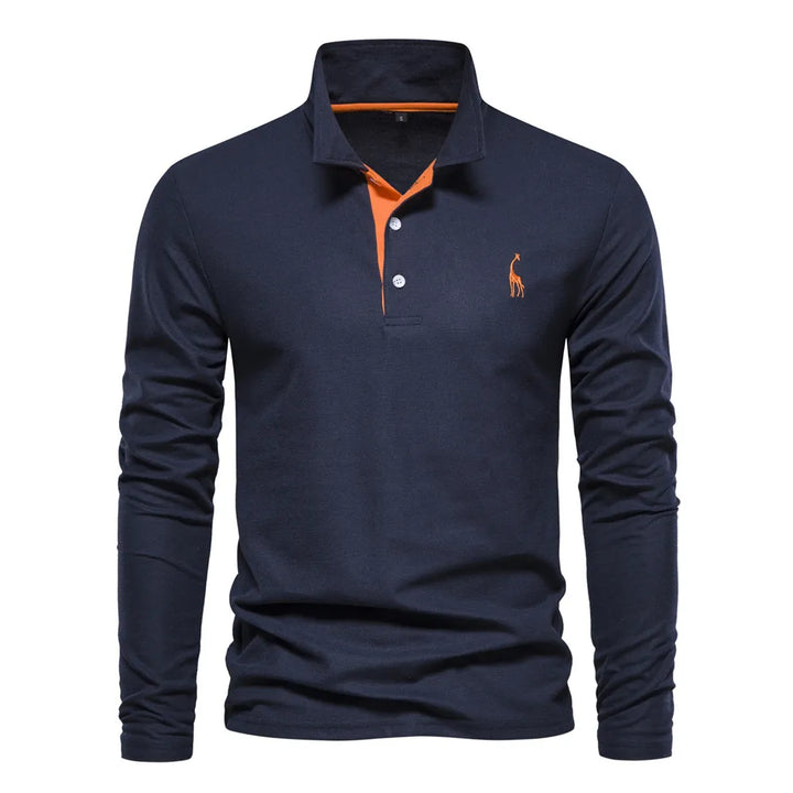 Vielseitiges Herren Langarm-Polohemd für Business Casual & Freizeit, ganzjährig tragbar, elegant.