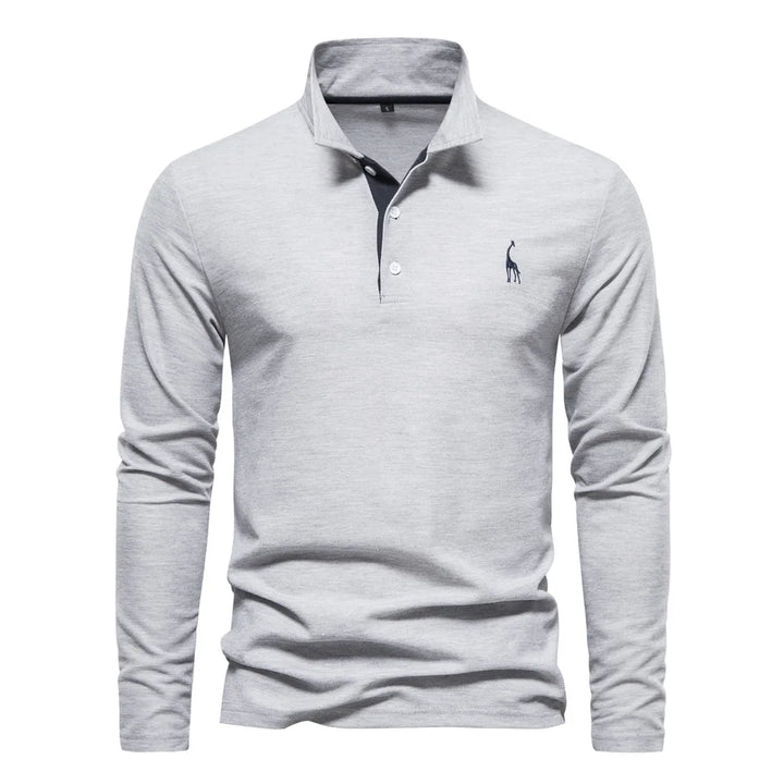 Elegantes Herren Langarm-Poloshirt für den Büro-Look oder entspannte Freizeit, unifarben & bequem.