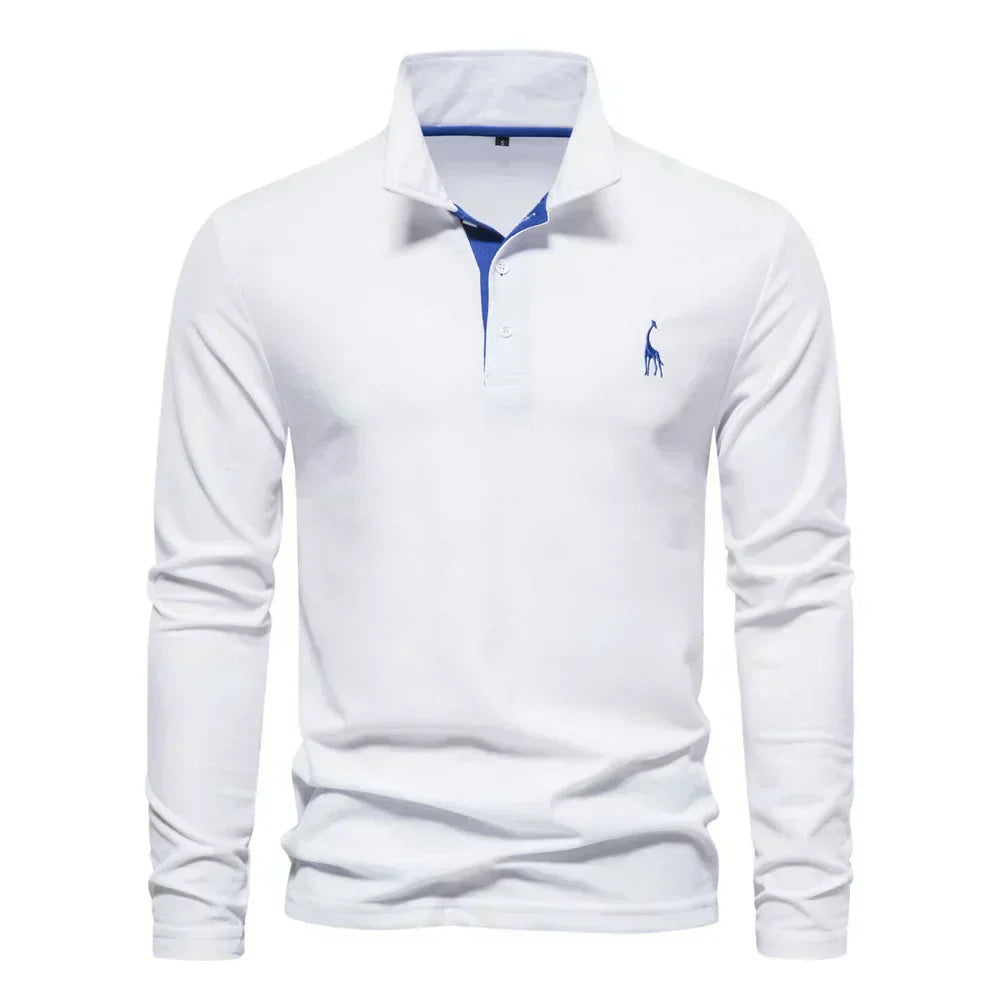 Klassisches Herren Langarm-Polohemd, unifarben, perfekt für stilvolle Herrenmode das ganze Jahr.
