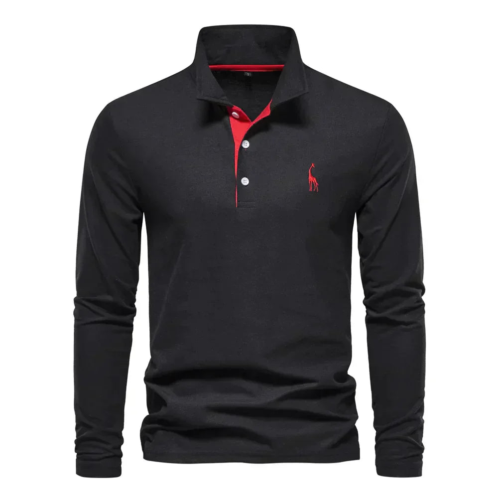 Atmungsaktives, komfortables Herren Langarm-Poloshirt, unifarben, ideal für Freizeit & Business Casual.