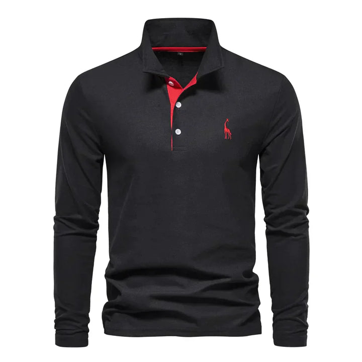 Atmungsaktives, komfortables Herren Langarm-Poloshirt, unifarben, ideal für Freizeit & Business Casual.