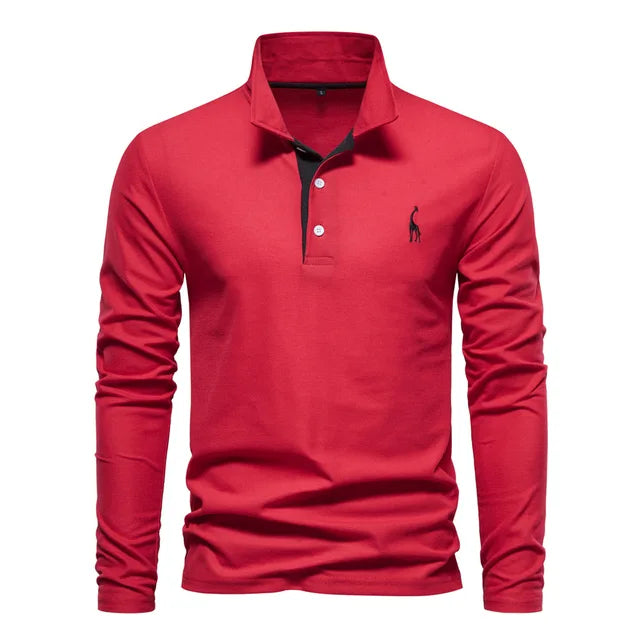 Ganzjähriges Herren Langarm-Poloshirt, elegant & bequem, für Freizeit und Business Casual Outfits.