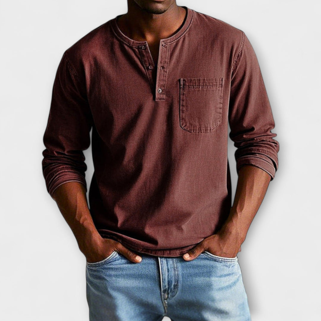 Herren Langarmhemd, stilvoll & vielseitig. Perfekt für den smart-casual Look, mit Knopfleiste für Eleganz.