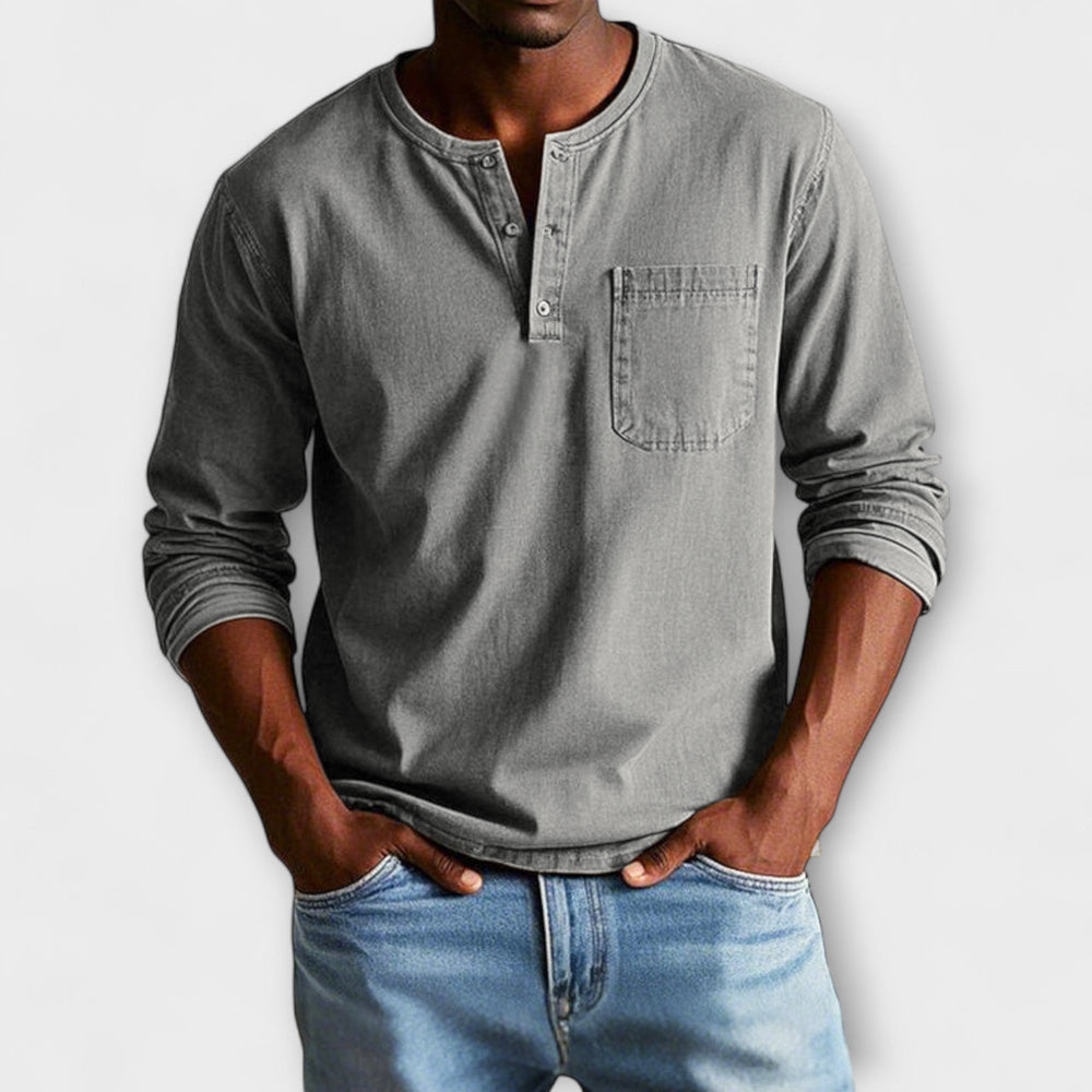 Komfortables Herren Langarmhemd für den Alltag, lässig-elegantes Oberteil mit Knopfleiste für Männer.