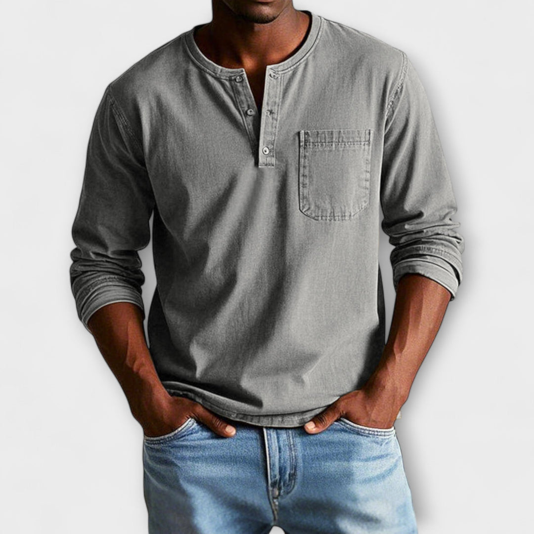 Komfortables Herren Langarmhemd für den Alltag, lässig-elegantes Oberteil mit Knopfleiste für Männer.