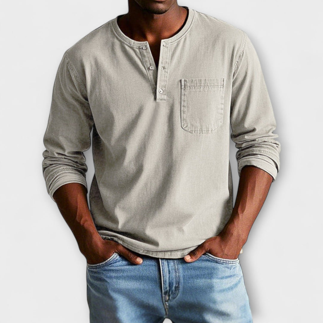 Modernes Herren Langarmhemd Fabian, klassischer Kragen und Manschetten. Zeitloses Design für Komfort.
