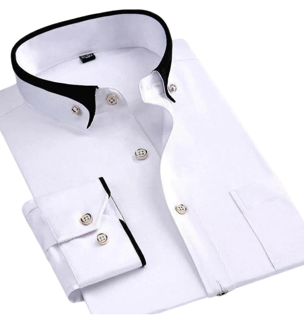 Elegantes Businesshemd für Herren, langärmlig, mit klassischem Kragen. Perfekt für Smart-Casual-Looks & Büroalltag.