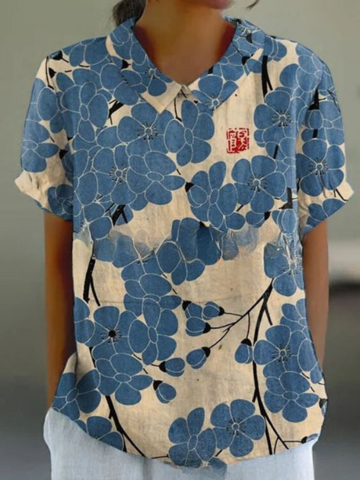 Lässiges Herren Langarmhemd mit stilvollem Blumendruck, ideal für den Freizeit-Sommer.