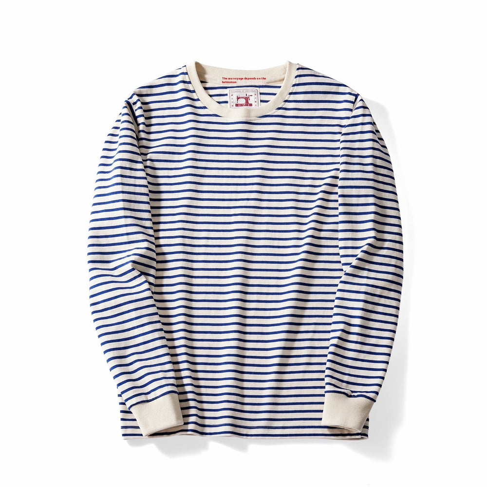 Modisches Herren Langarmshirt mit Streifen und Rundhals. Vielseitiger Pullover für Frühling & Herbst.