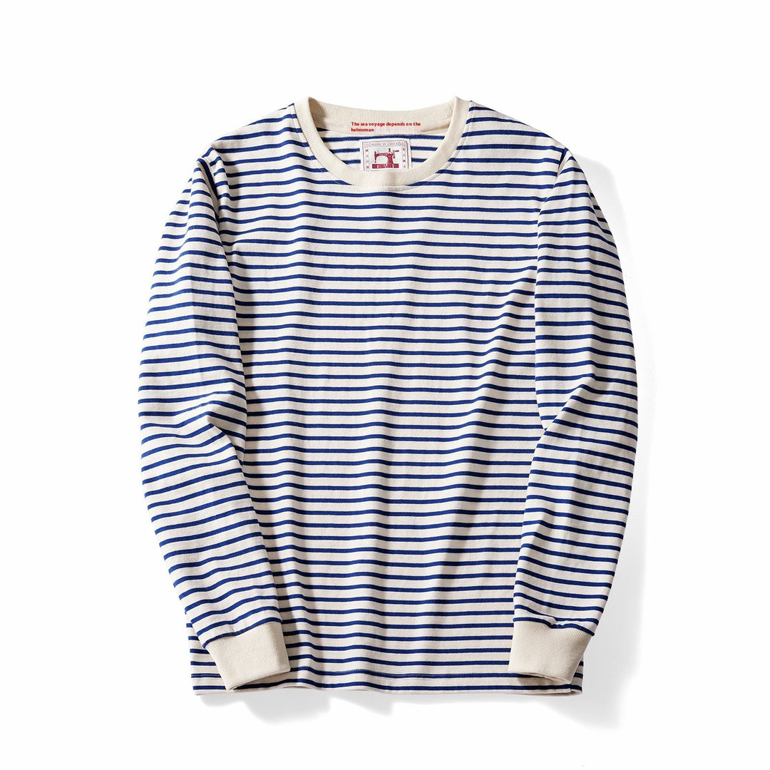 Modisches Herren Langarmshirt mit Streifen und Rundhals. Vielseitiger Pullover für Frühling & Herbst.