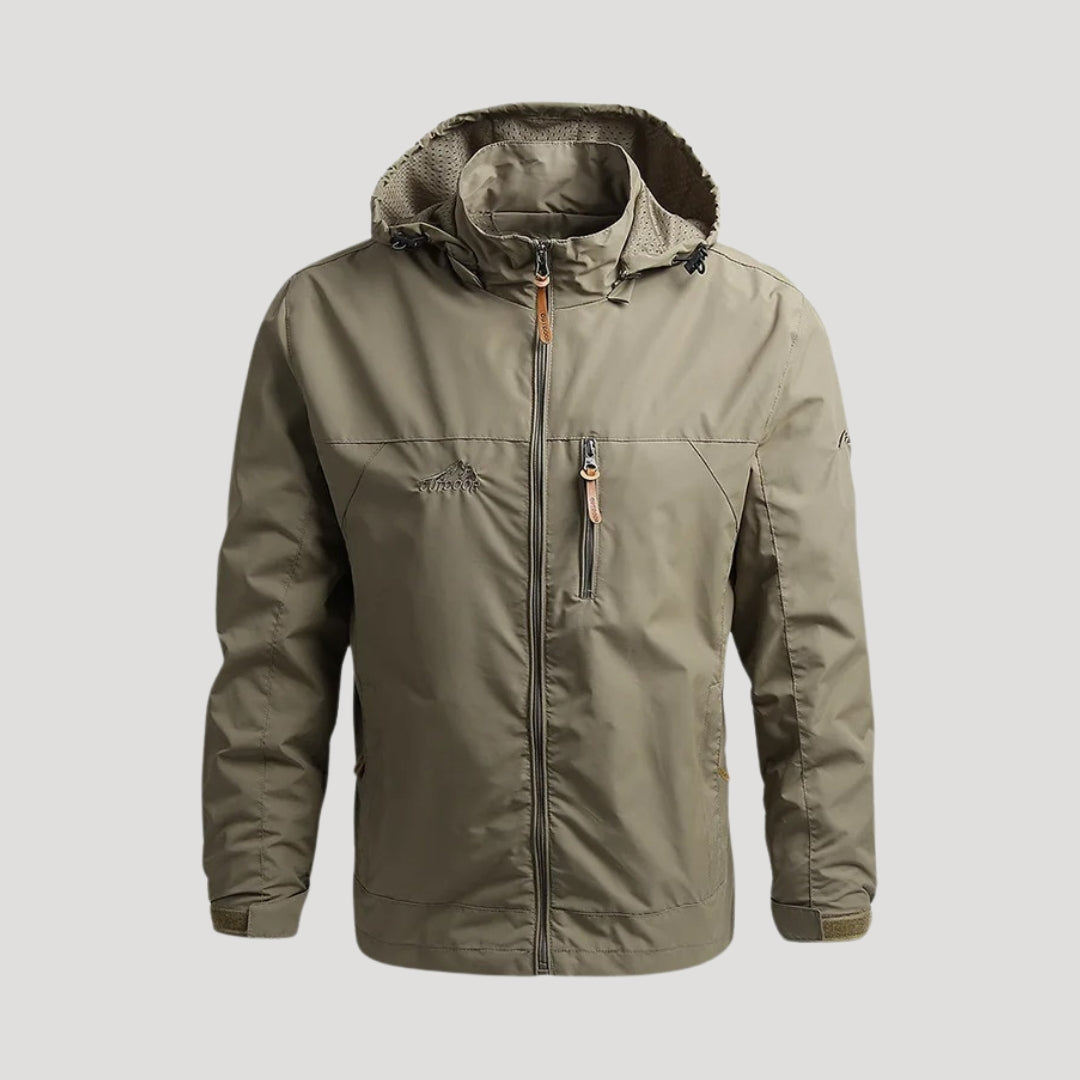 Stylische Herren Übergangsjacke mit Kapuze, perfekt als leichte Freizeitjacke oder Reisejacke.