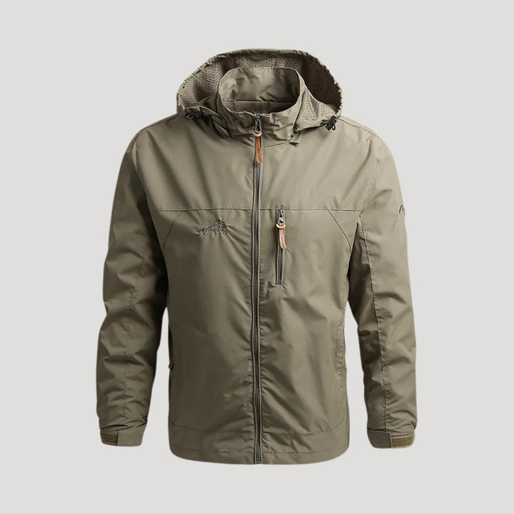 Stylische Herren Übergangsjacke mit Kapuze, perfekt als leichte Freizeitjacke oder Reisejacke.