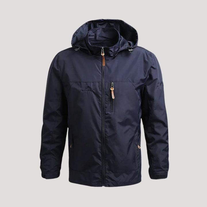 Sportliche Herren Outdoorjacke mit Reißverschluss und Kapuze für den Frühling, ideal für aktive Freizeit.