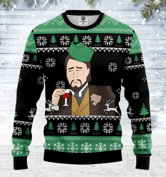 Gemütlicher Herren-Winterpullover mit lustigem Meme-Design. Perfekte Geschenkidee für festliche Weihnachtsstimmung.