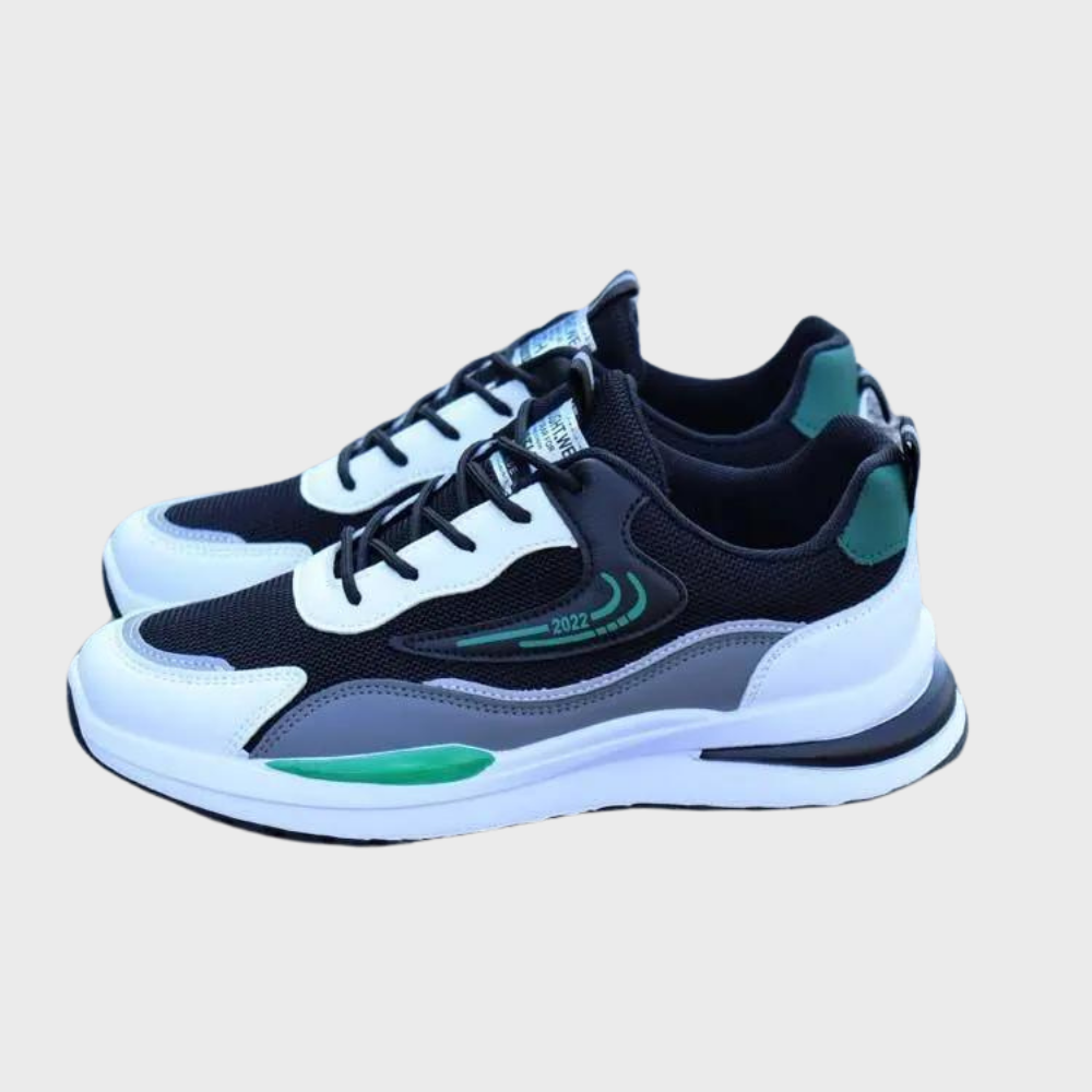 Schwarze Herren Malte Laufsportschuhe mit grauen Akzenten. Leichte, atmungsaktive Herren Sneaker für Sport & Alltag.