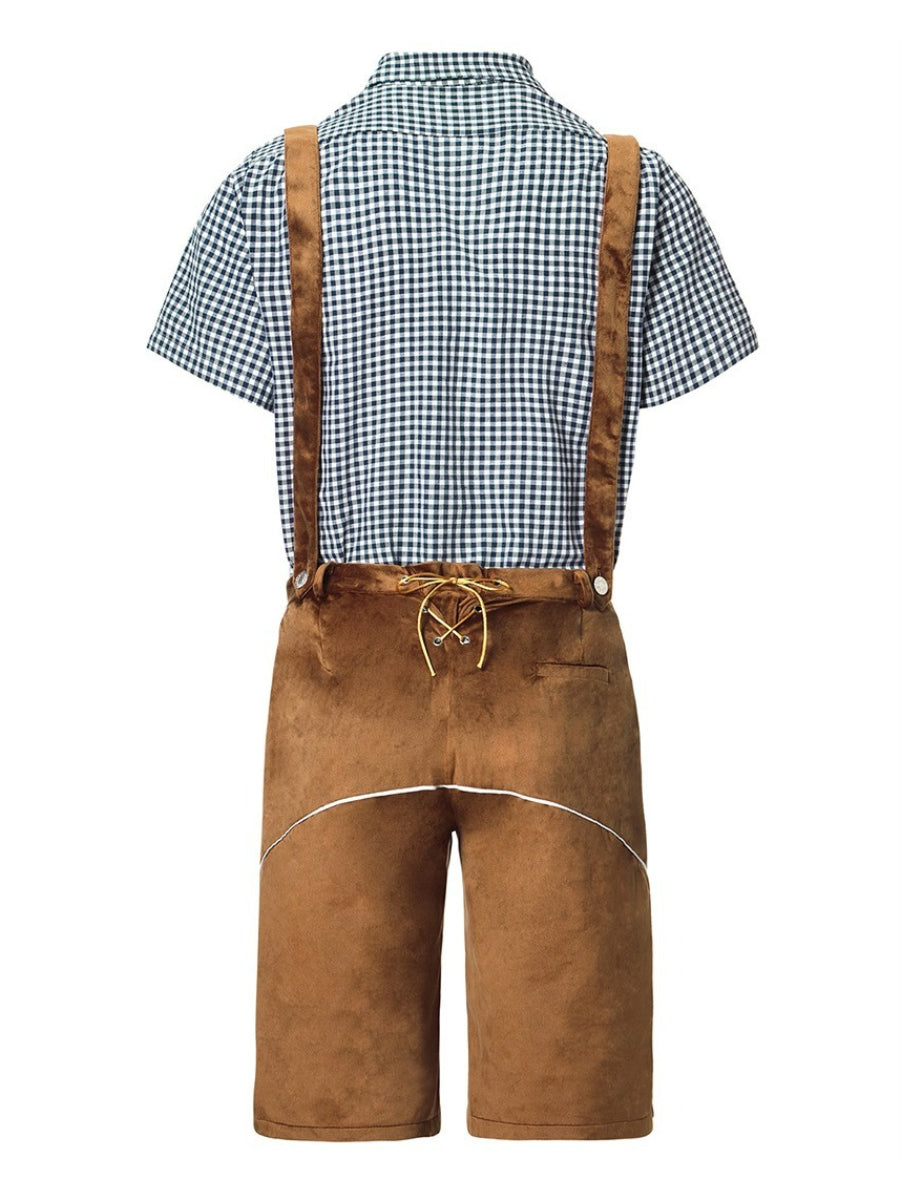 Stilvolles bayerisches Outfit: Herren Lederhosen und traditionelles Hemd für Ihr Oktoberfest Erlebnis.