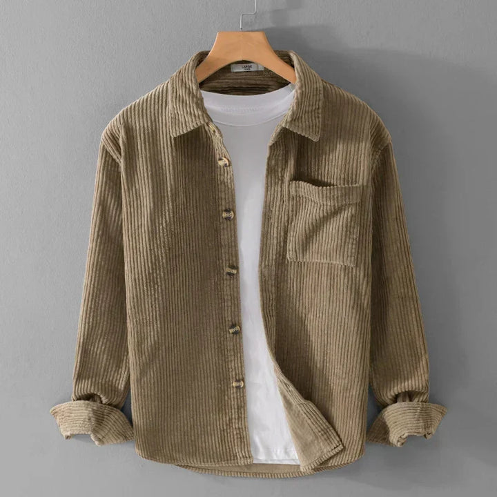 Beige Herren Overshirt-Jacke für Business Casual Looks oder als lässige Freizeitjacke im Herbst.