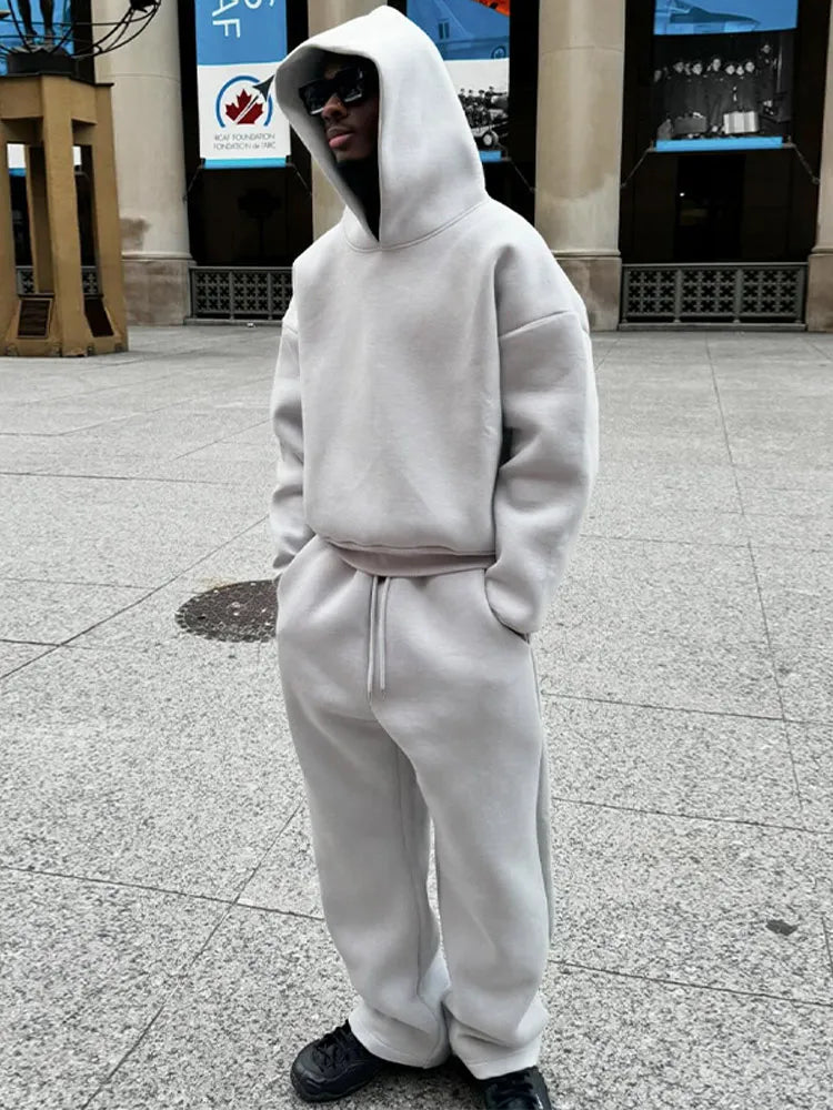 Herren Oversized Hoodie & Jogger Set, weich und bequem für Herbst & Winter.