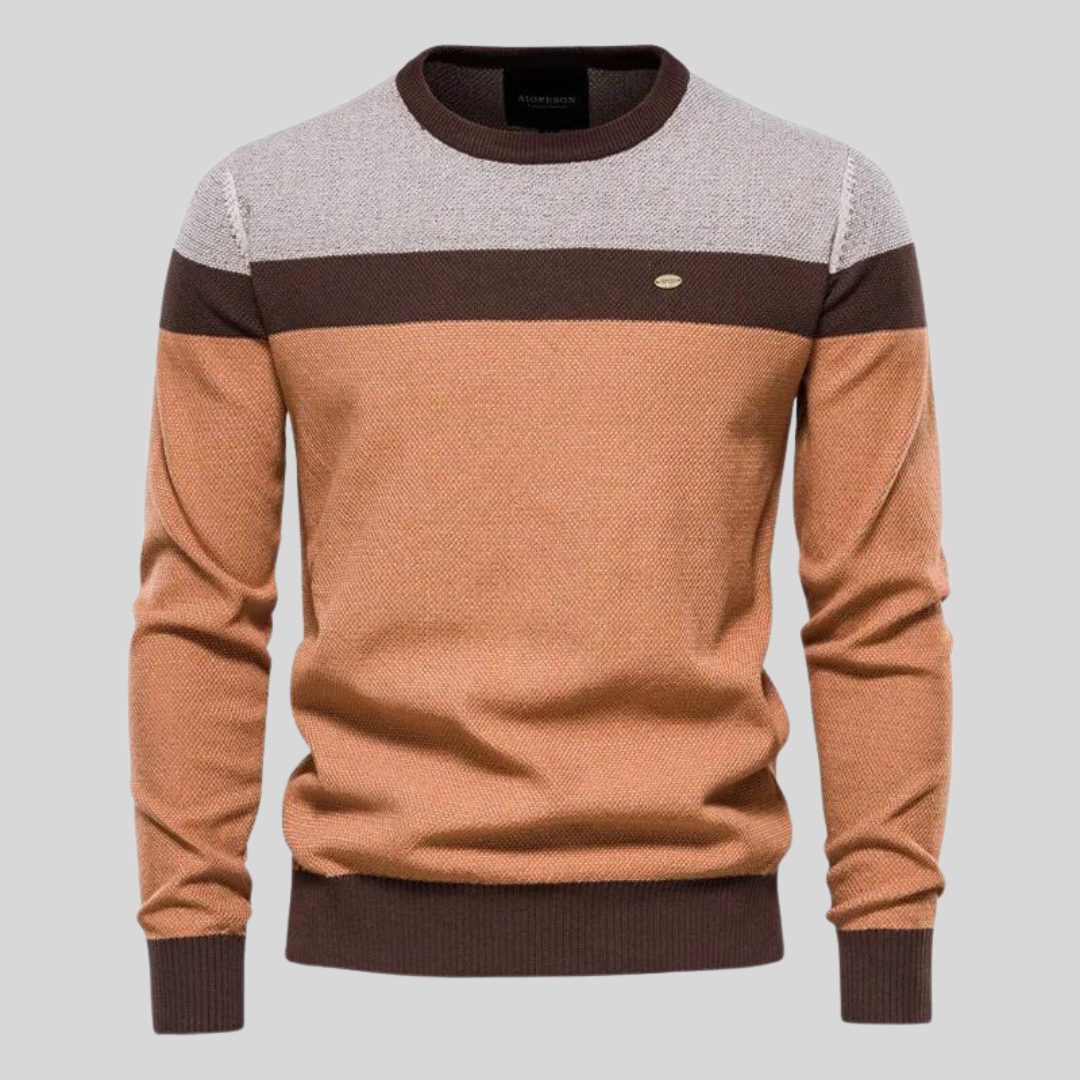 Vielseitiger Herren Rundhals-Pullover, Langarm-Sweater im Regular Fit für Freizeit, Alltag und Winter.