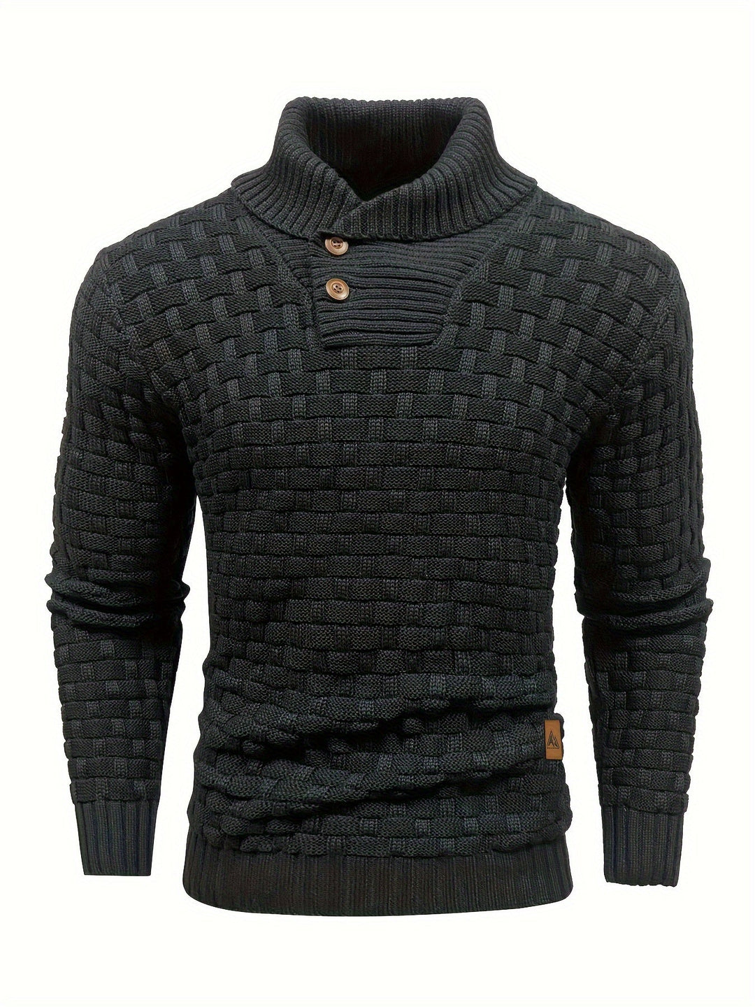Herren Pullover mit eleganter Waffelstruktur & stilvollem Schalkragen für den Winter.