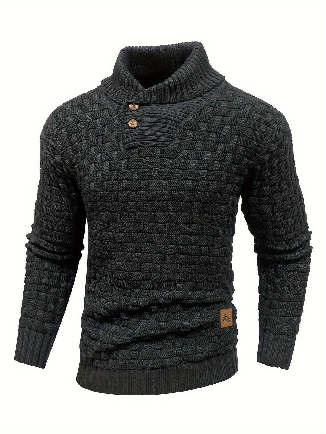 Herren Pullover mit markanter Waffelstruktur & klassischem Schalkragen.